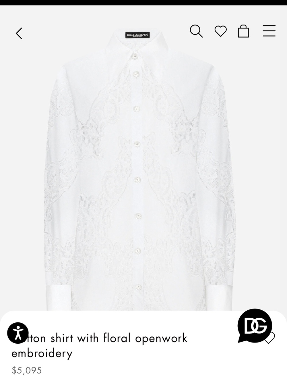 Dolce & Gabbana White Floral Openwork Shirt